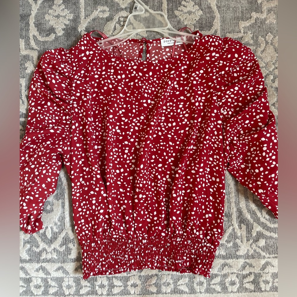 Paper Crane red and white patterned blouse - size medium